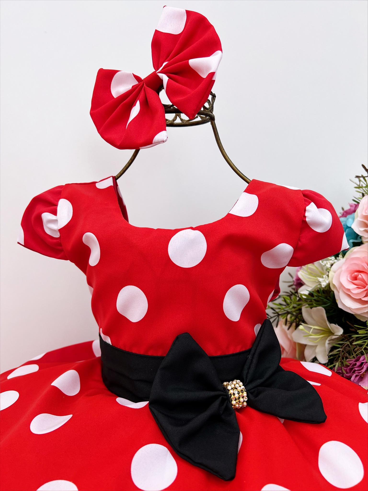 Vestido Infantil Minnie Vermelho Bolinhas Brancas La O Rosa