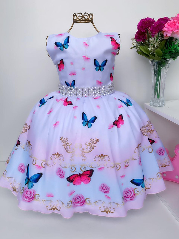 Vestido Infantil Jardim das Borboletas Princesas Festas