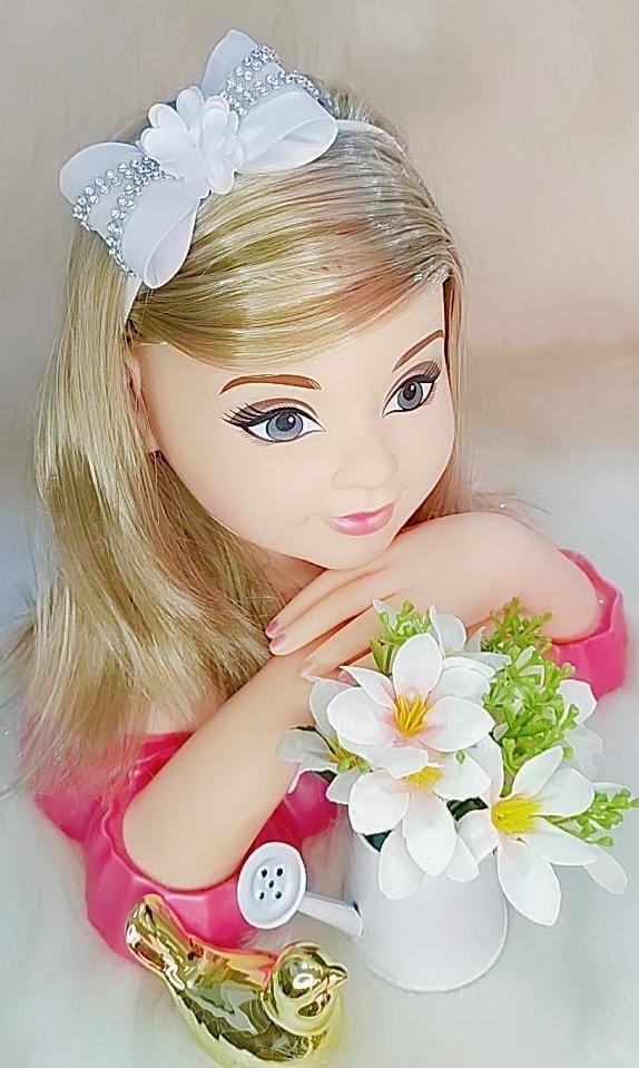 Faixinha de Cabelo Bebê C/ Laço Branco e Florzinha Strass