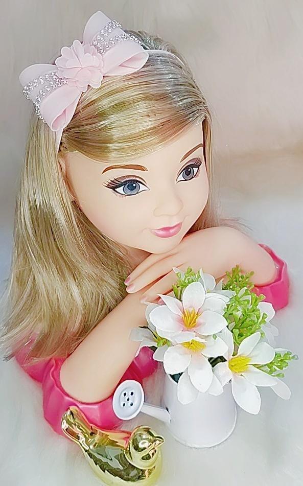 Faixinha de Cabelo Bebê C/ Laço Rosa Bebê e Florzinha Strass