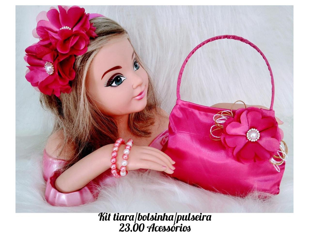 Kit Bolsinha Tiara e Pulseira Pink