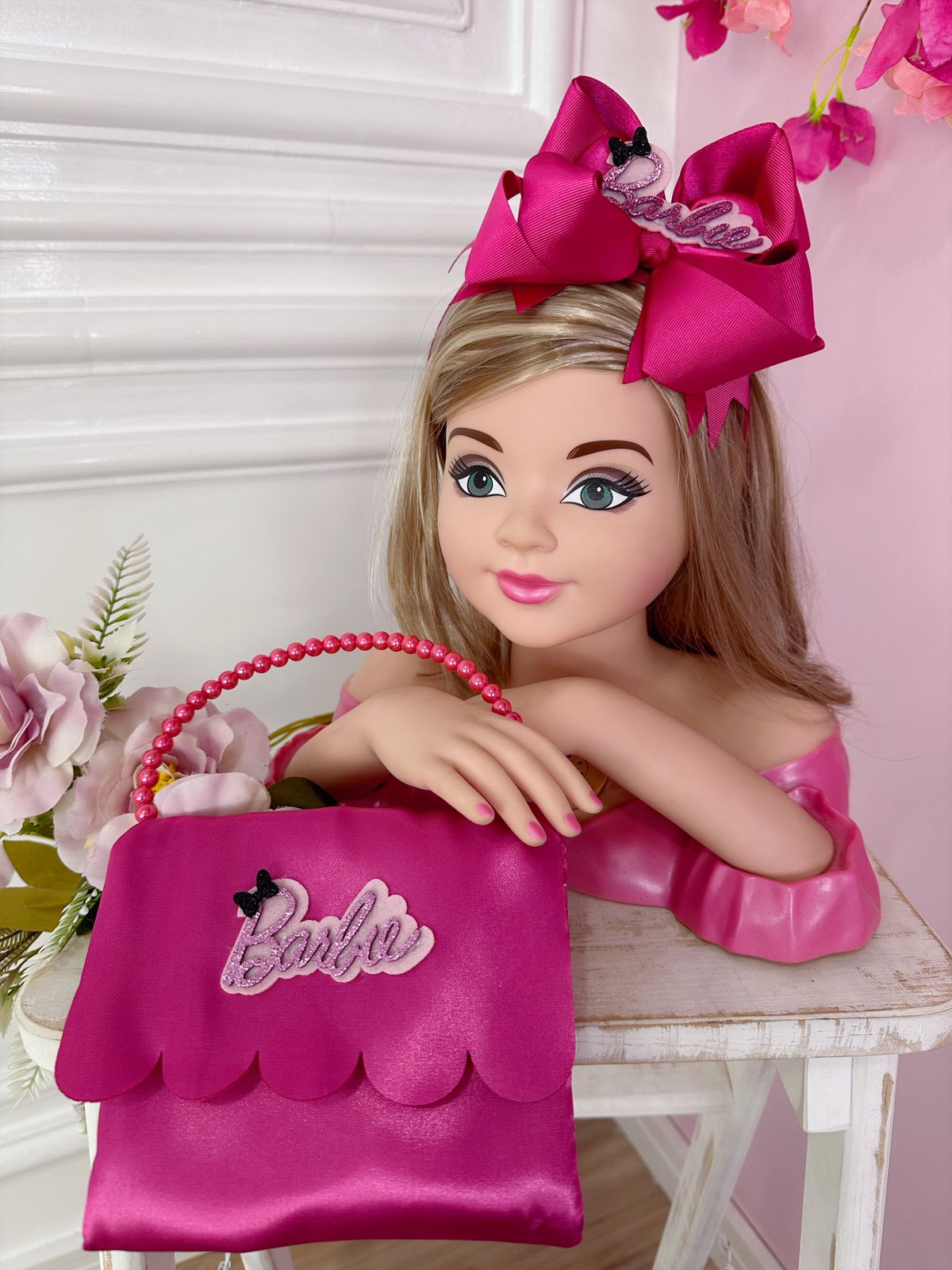 Kit Infantil Tiara Maxx Nó e Bolsinha da Barbie Pink