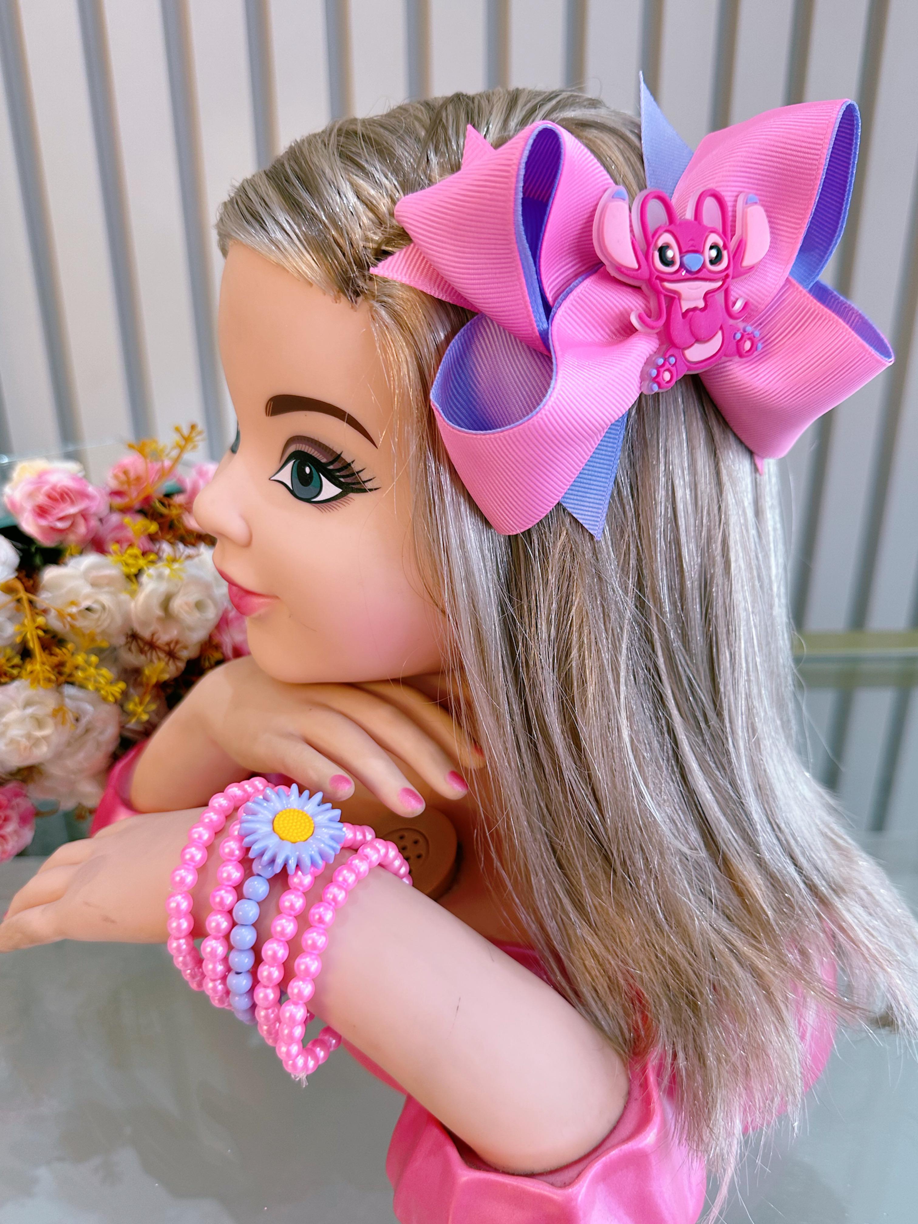 1 Kit Laço e Pulseira Infantil da Lilo Angel e Stitch Festas