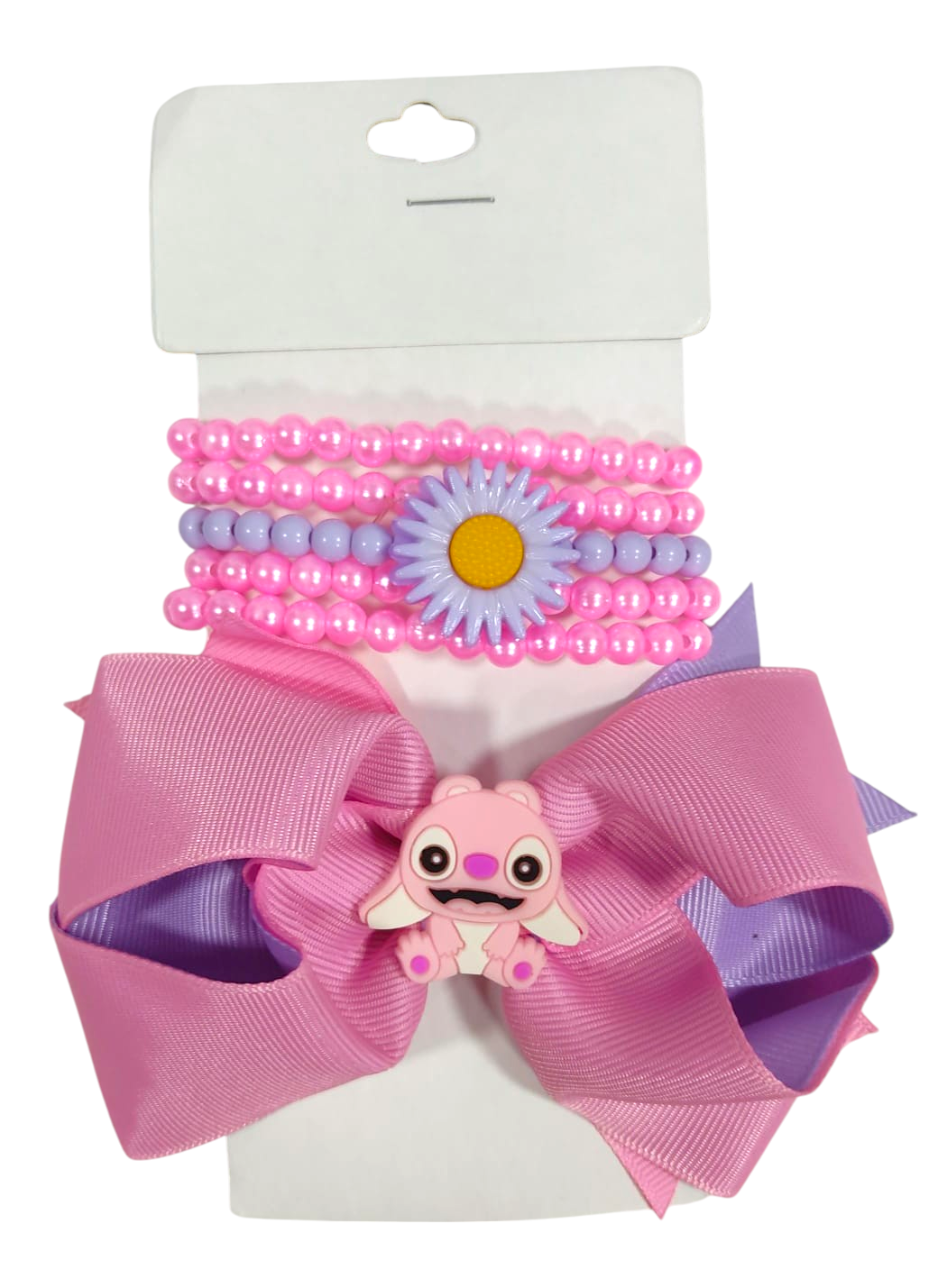 1 Kit Laço e Pulseira Infantil da Lilo Stitch e Angel Baby