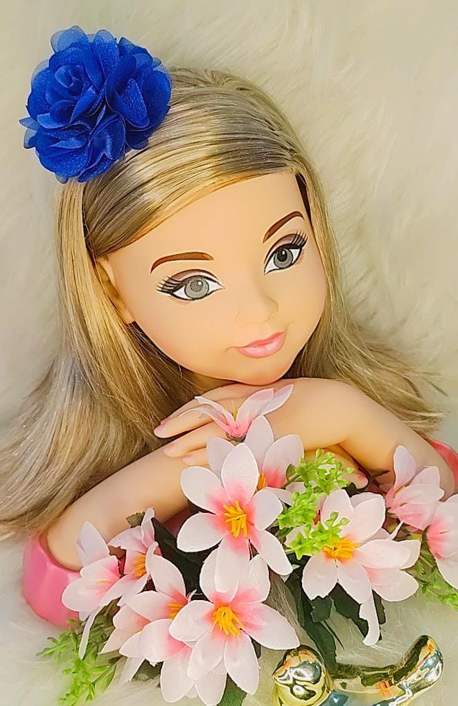 Flor Pompom Azul Royal Com Bico de Pato Luxo