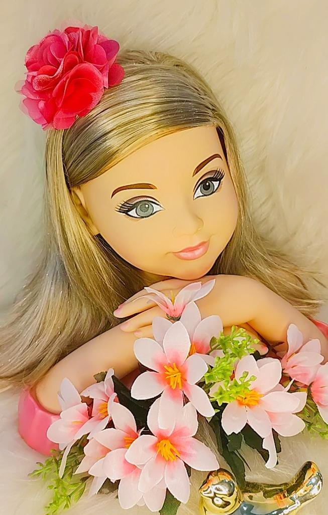 Flor Pompom Pink Com Bico de Pato Luxo