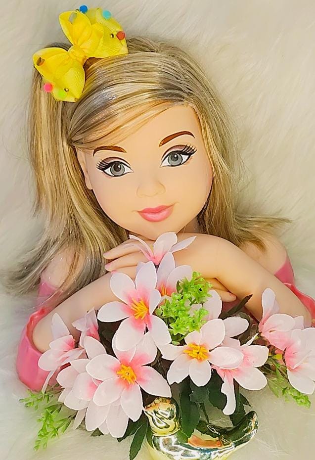 Laço Infantil Amarelo Com Pompom e Bico de Pato