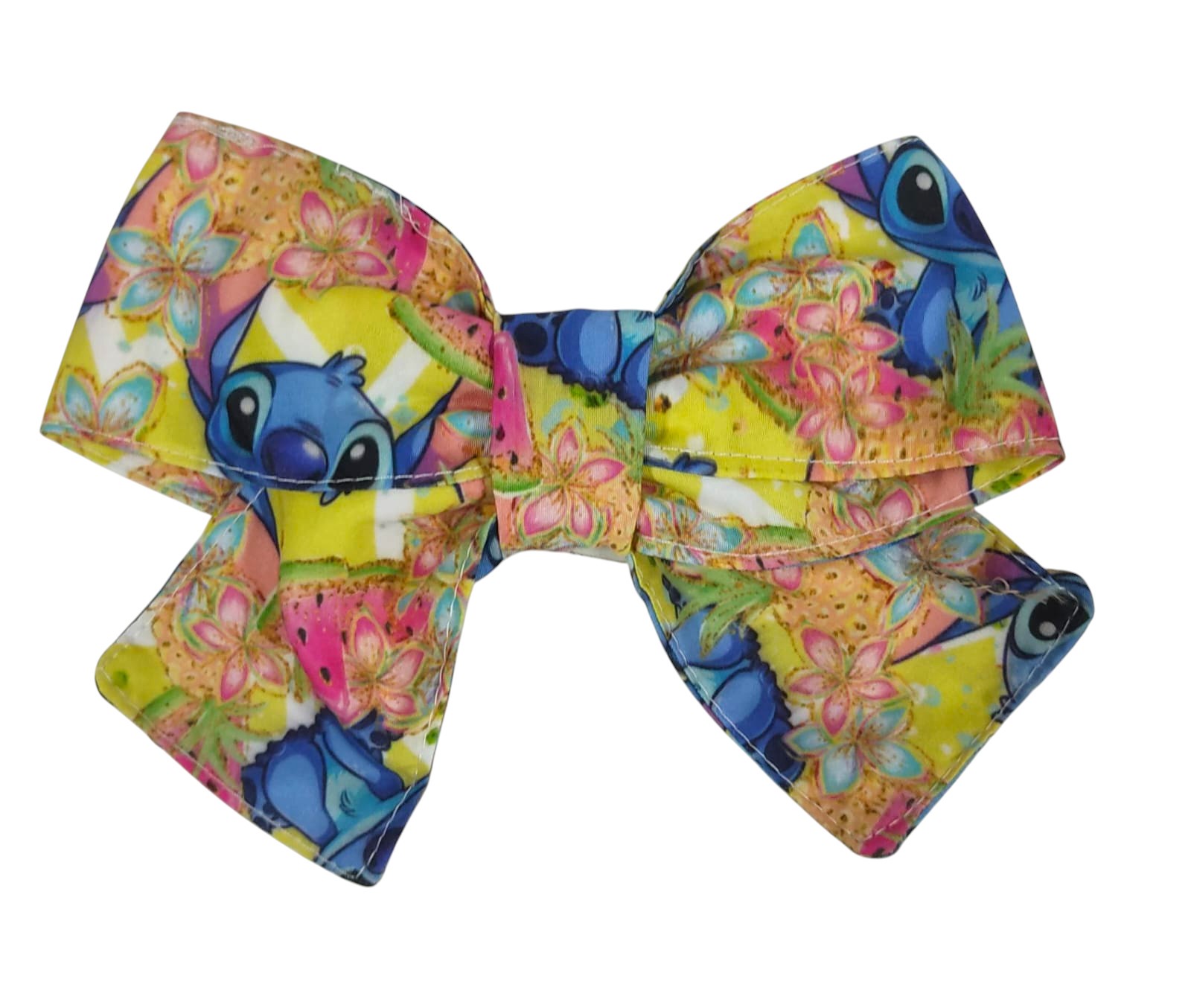 Laço Infantil Amarelo Lilo Stitch e Angel C/ Bico de Pato