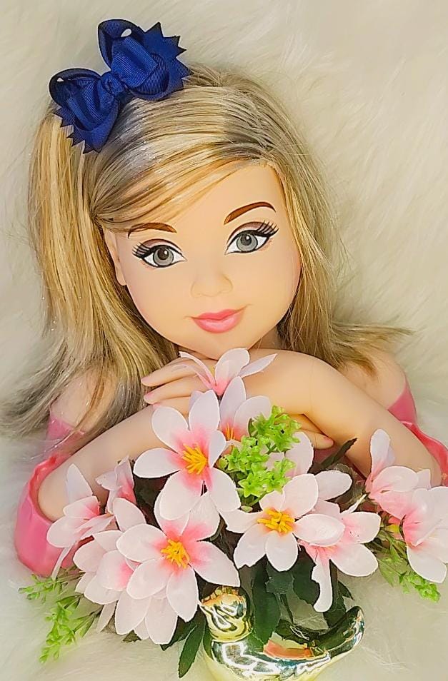 Laço Infantil Amora Azul Escuro Com Nó e Bico Pato Pérolas