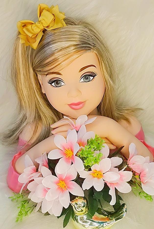 Laço Infantil Amora Dourado Com Nó e Bico de Pato Pérolas