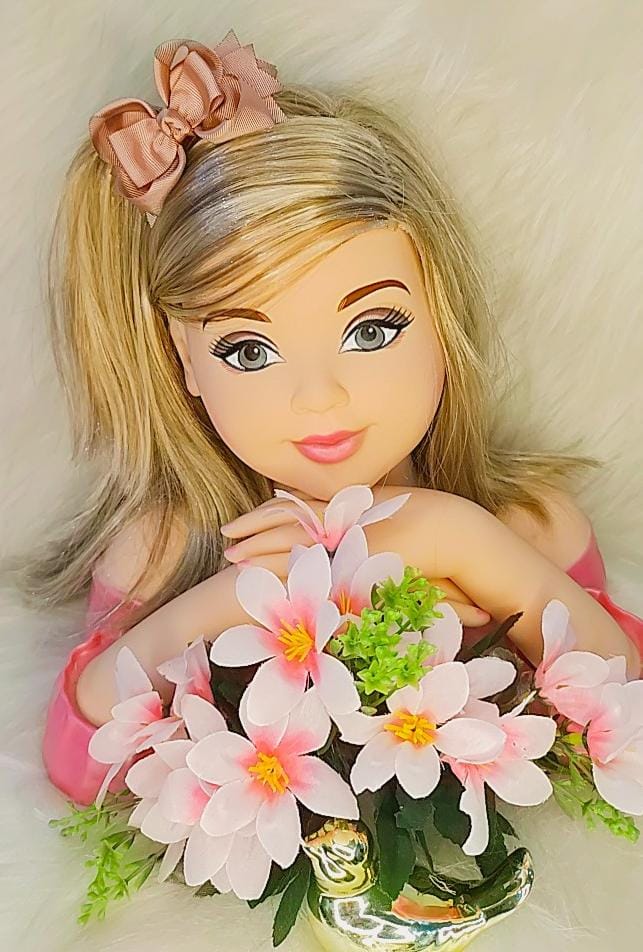 Laço Infantil Amora Rose Com Nó e Bico de Pato Pérolas
