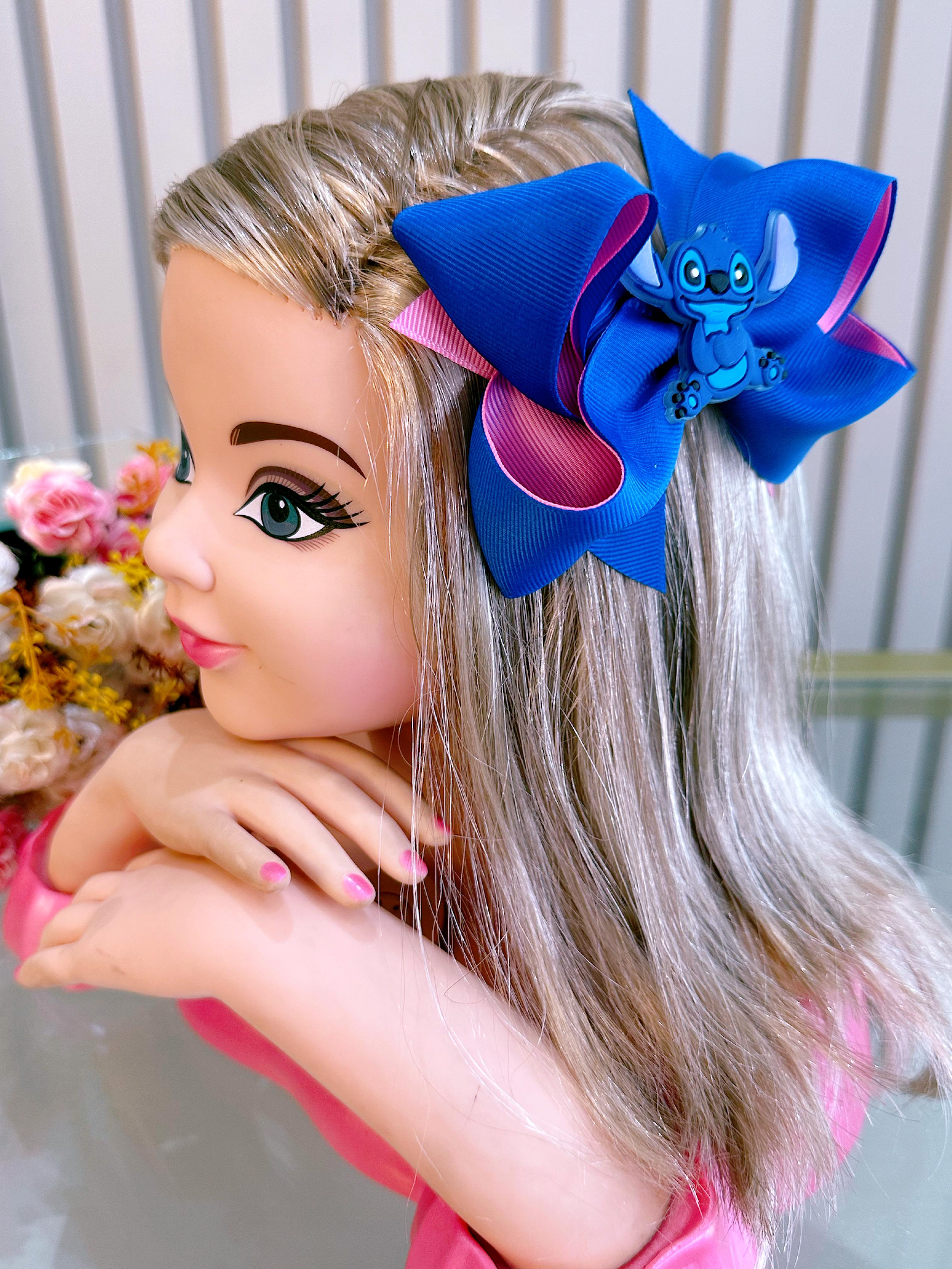 Laço Infantil Azul e Rosa da Lilo e Stitch Angel Festas Luxo