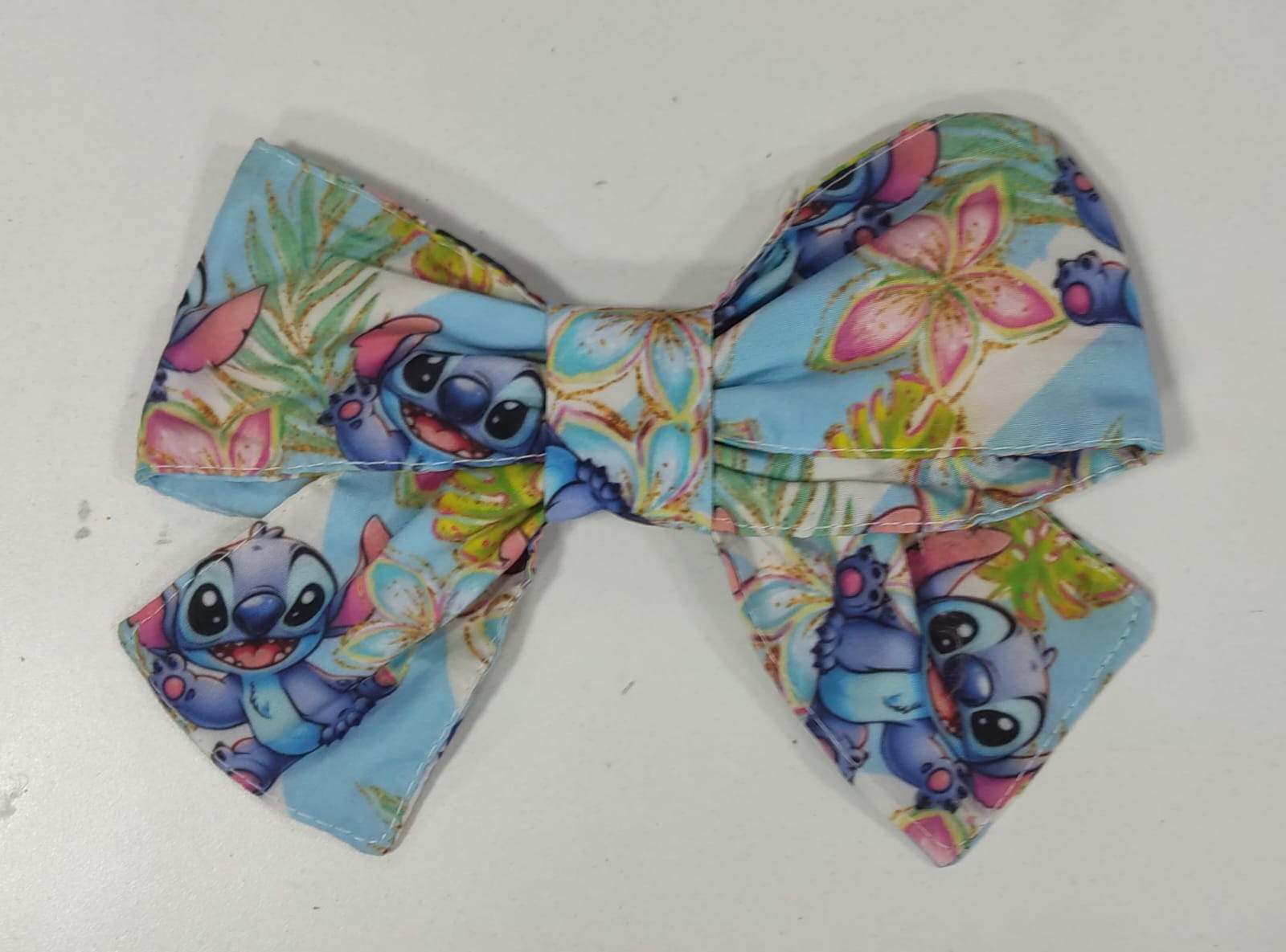 Laço Infantil Azul Lilo Stitch e Angel C/ Bico de Pato