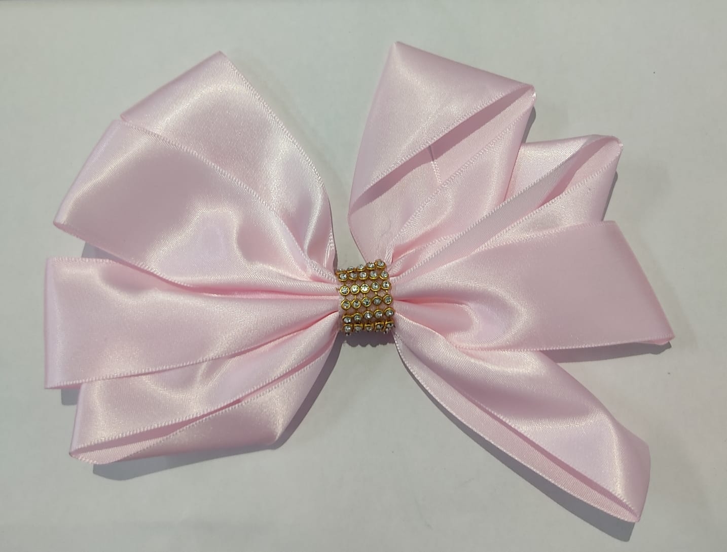 Laço Infantil Cetim Rosa C/ Strass