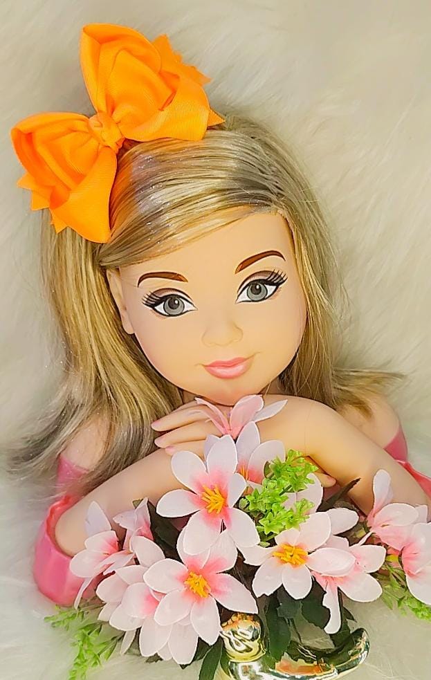 Laço Infantil Laranja Neon Com Bico de Pato