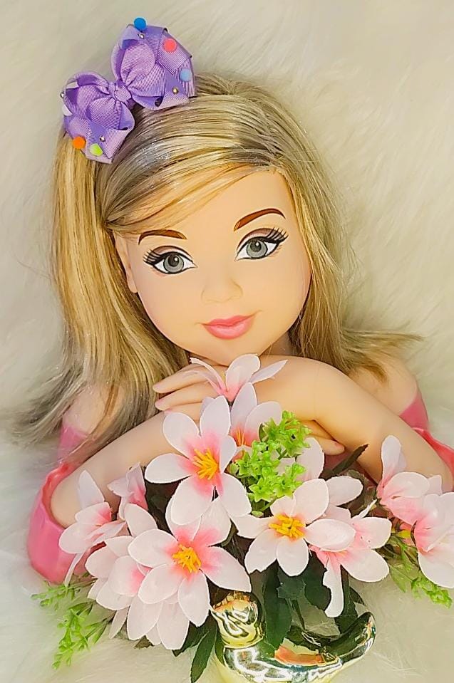 Laço Infantil Lilás Com Pompom e Bico de Pato