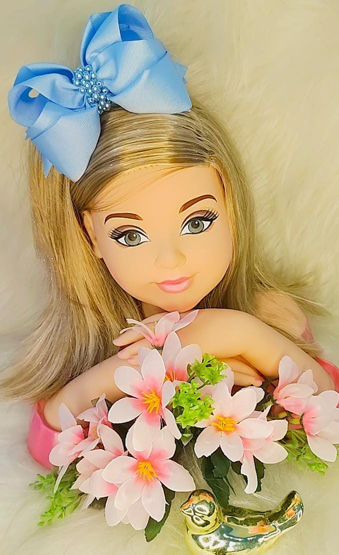 Laço Infantil Maxx Azul Bebê C/ Pérolas e Bico de Pato