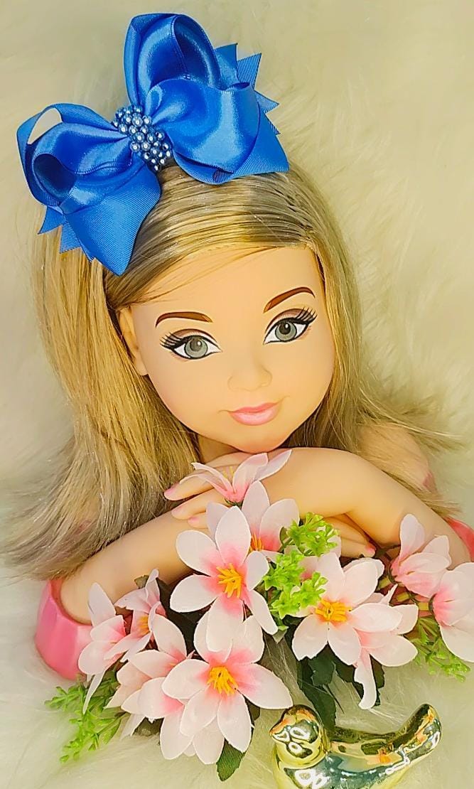 Laço Infantil Maxx Azul C/ Pérolas e Bico de Pato