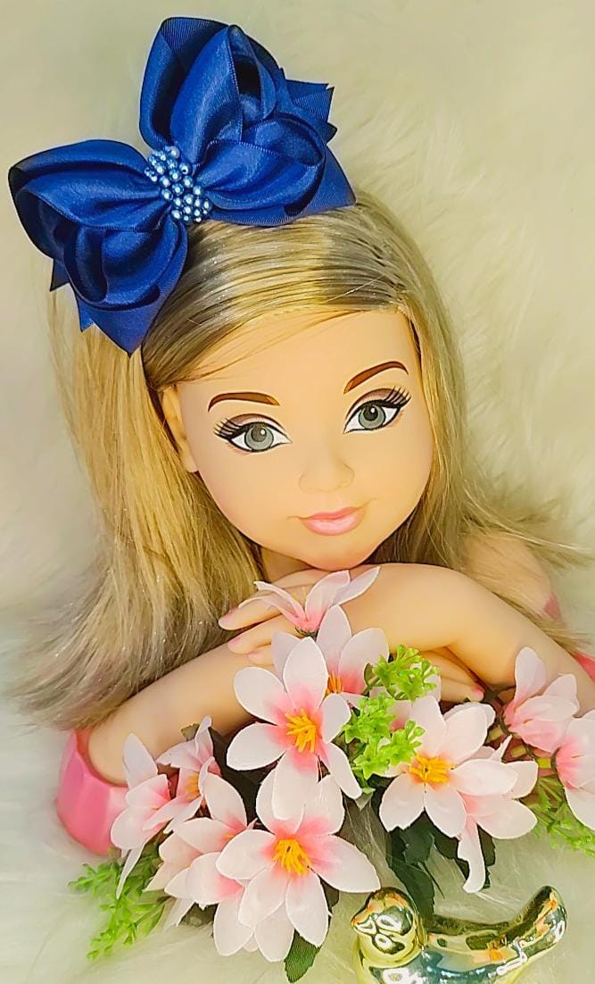 Laço Infantil Maxx Azul Royal C/ Pérolas e Bico de Pato