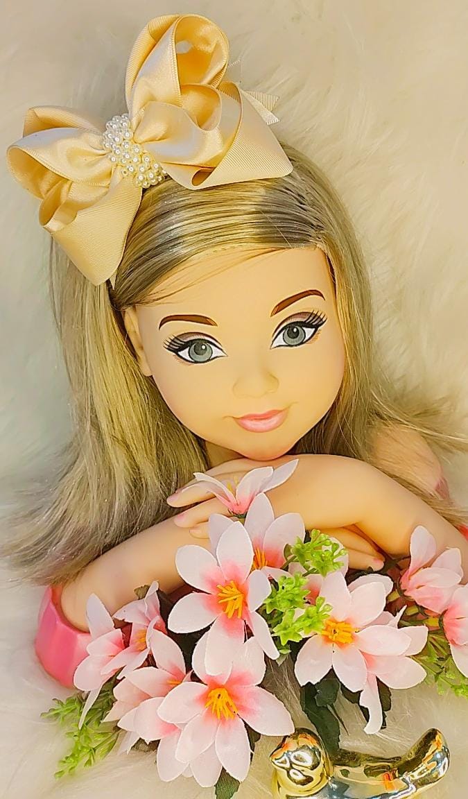 Laço Infantil Maxx Nude Bebê C/ Pérolas e Bico de Pato