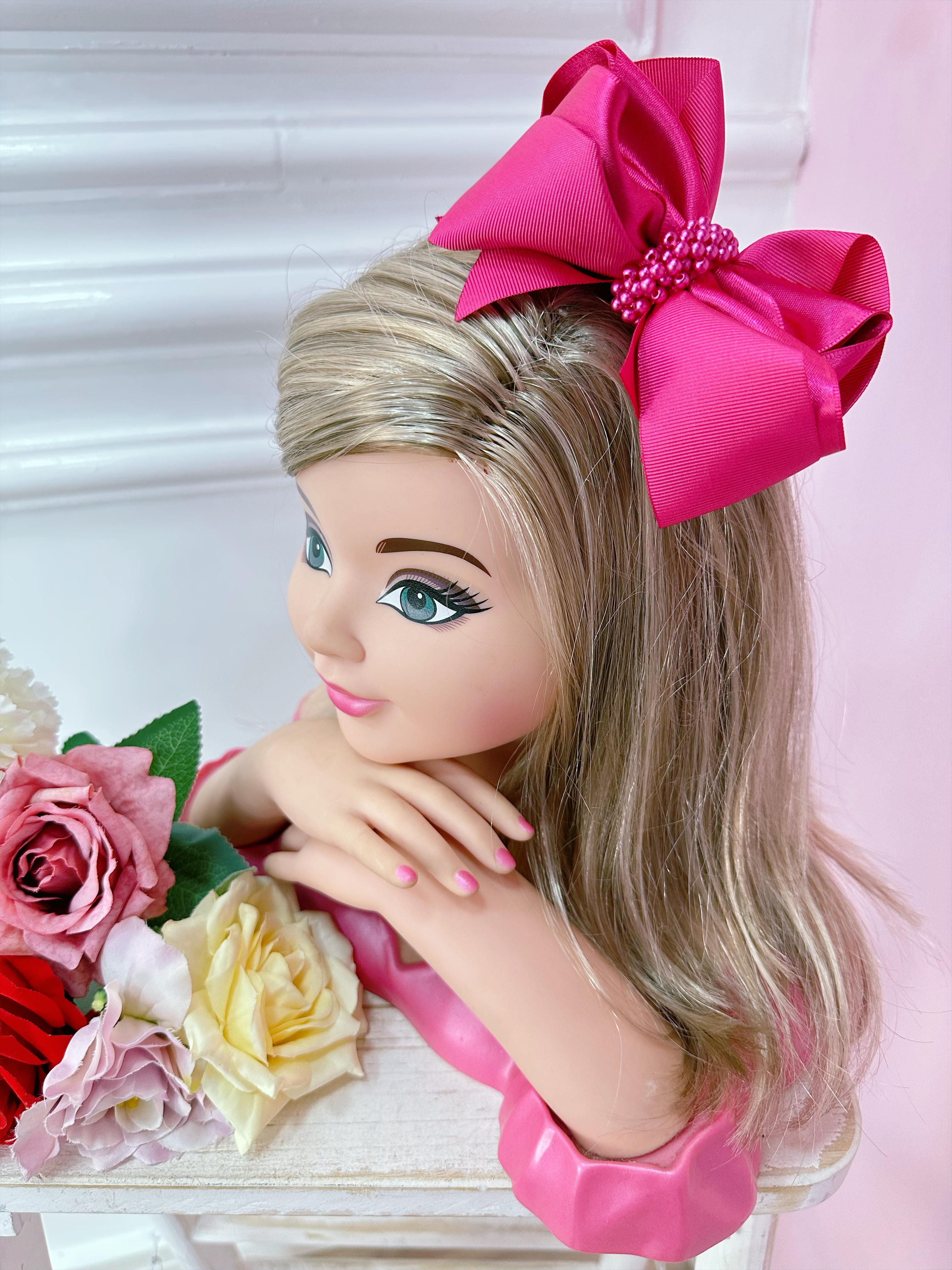 Laço Infantil Pink Com Pérolas e Bico de Pato Luxo