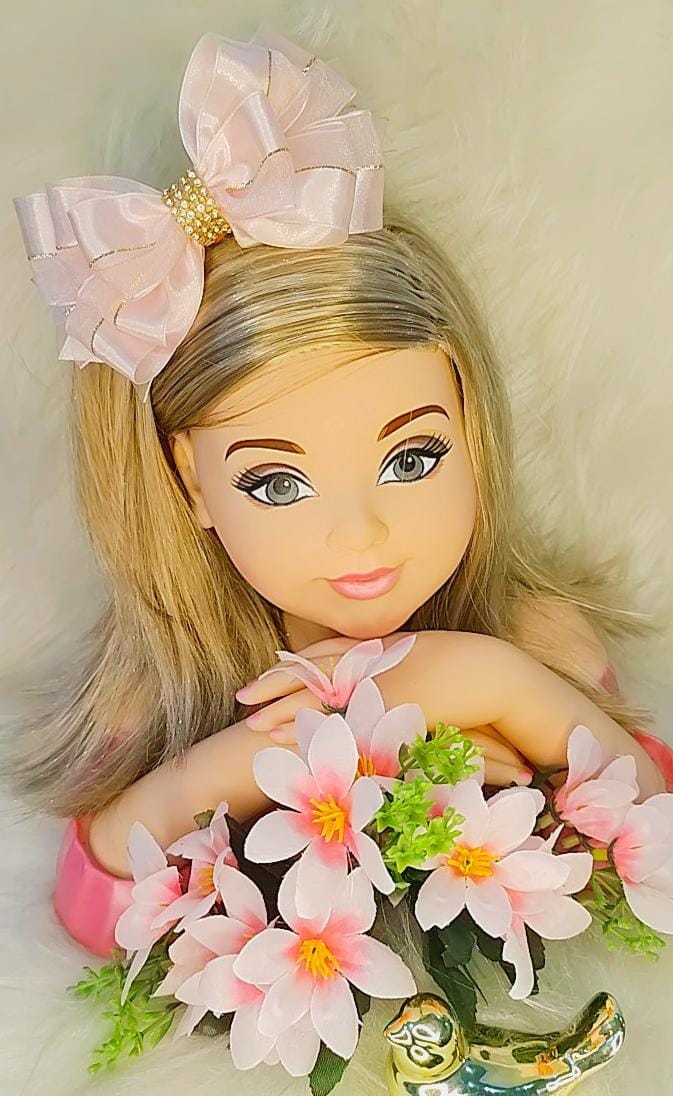 Laço Infantil Rosa Bebê Com Detalhe Dourado e Strass Luxo