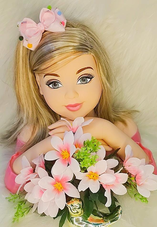 Laço Infantil Rosa Bebê Com Pompom e Bico de Pato