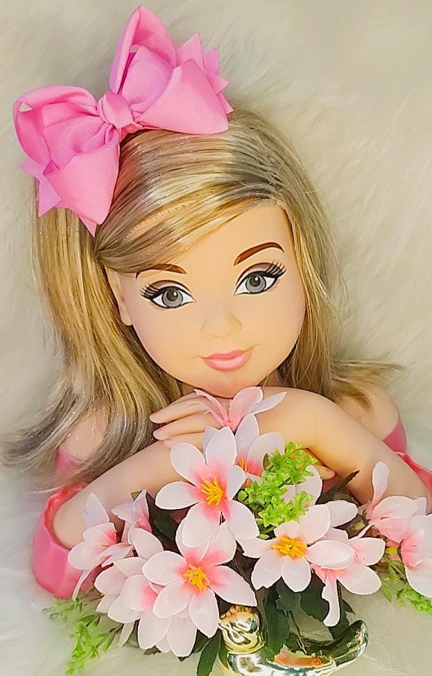 Laço Infantil Rosa Chiclete Com Nó e Bico de Pato