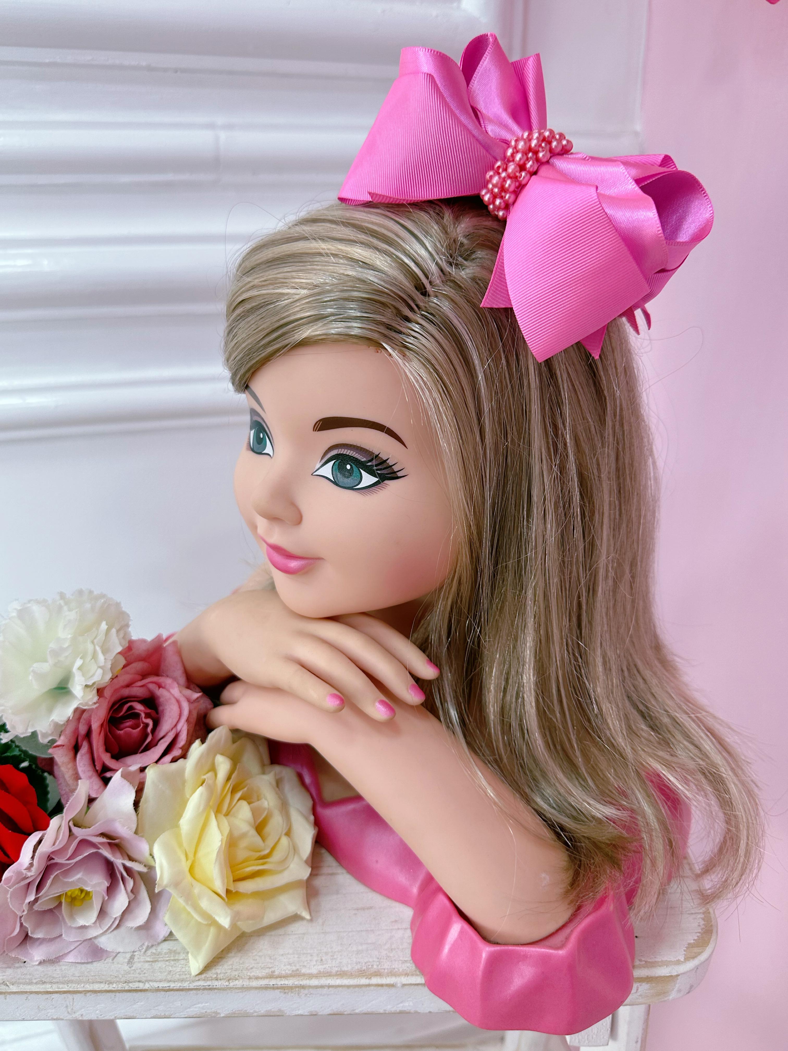 Laço Infantil Rosa Com Pérolas e Bico de Pato Luxo