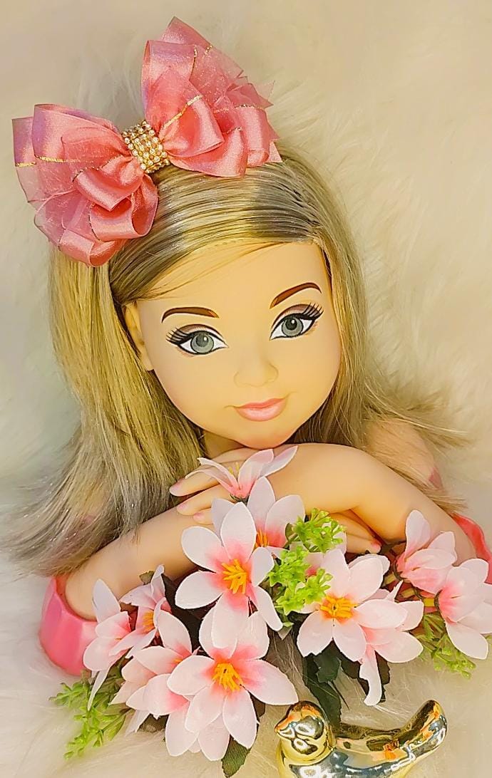 Laço Infantil Rose Bebê Com Detalhes Dourados e Strass Luxo