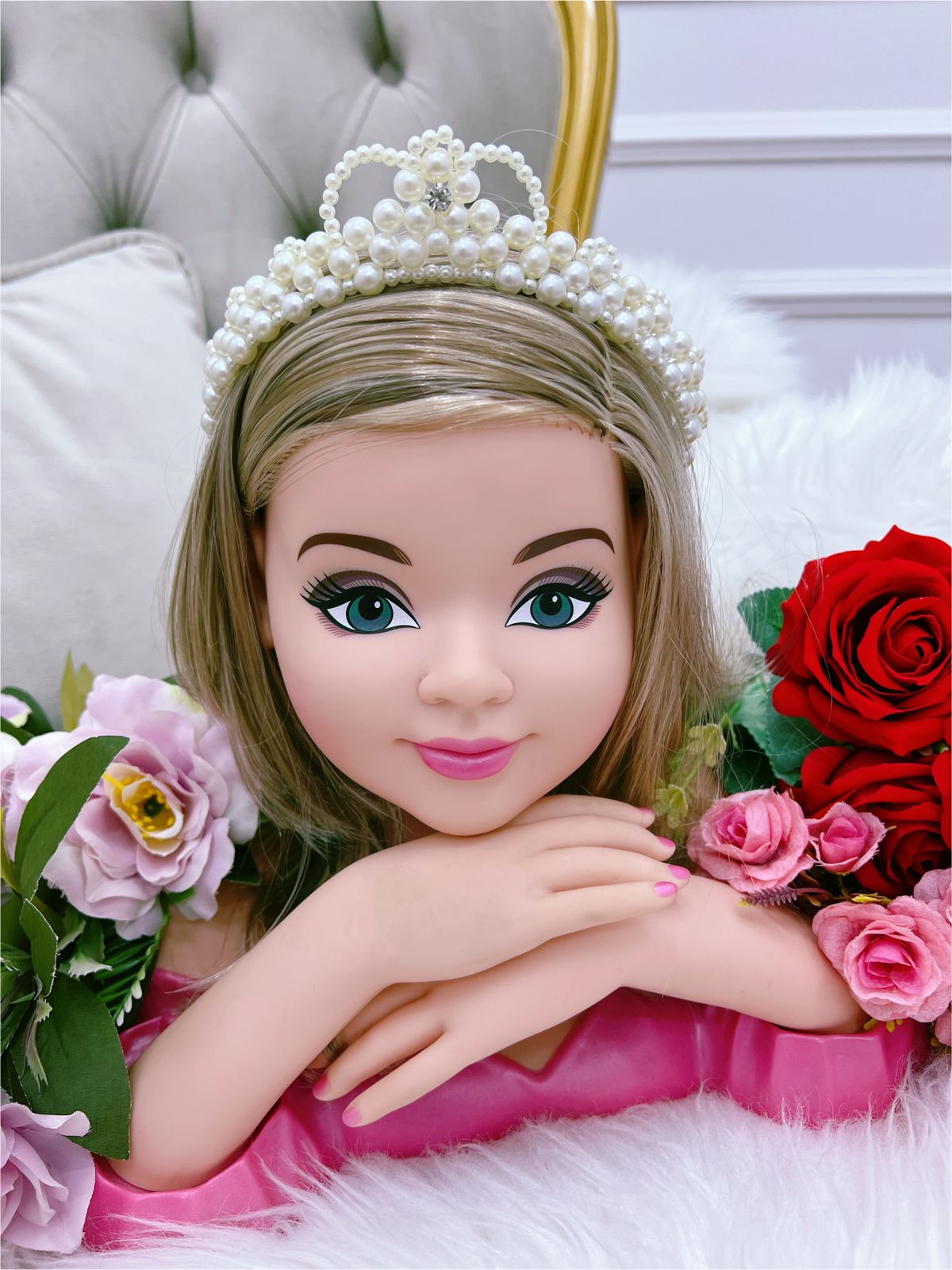 Tiara Infantil Coroa de Pérolas Pérola e Strass
