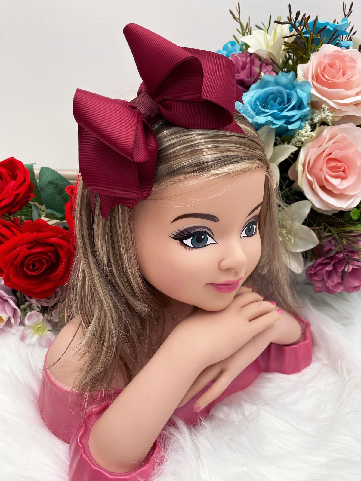 Tiara Infantil 2 em 1 (Tiara e Bico de Pato) Marsala