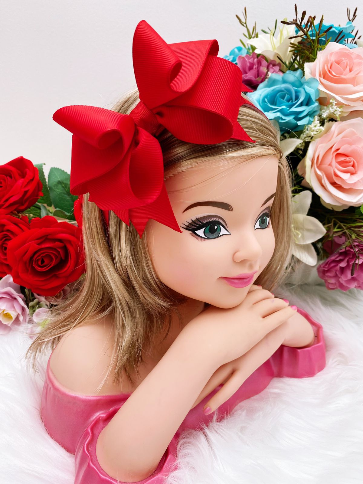 Tiara Infantil 2 em 1 (Tiara e Bico de Pato) Vermelho