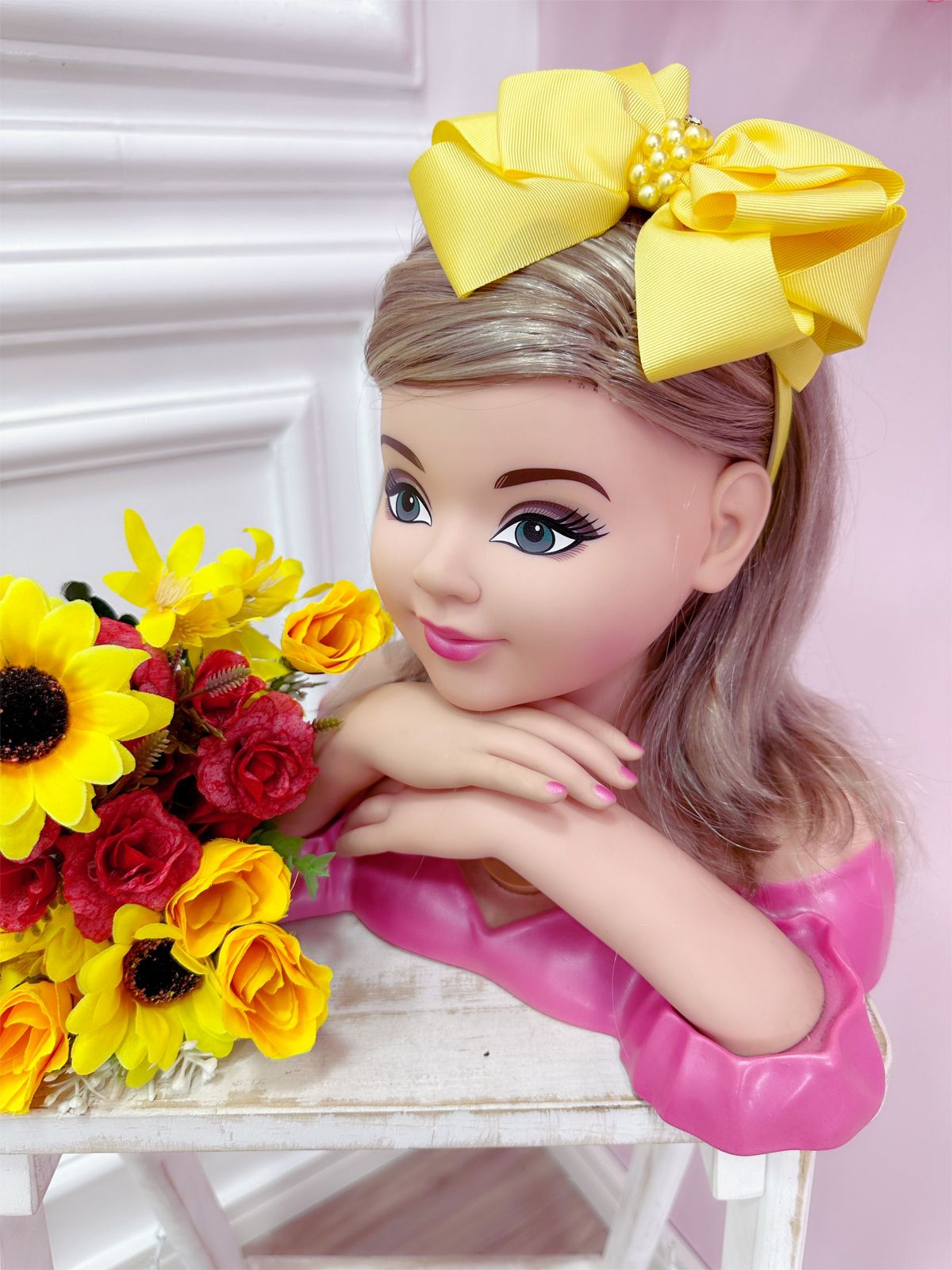 Tiara Infantil Amarelo Maxx Nó C/ Pérolas e Strass Luxo