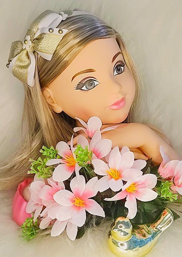 Tiara Infantil Branca e Dourado Florzinha Pérolas e Glitter