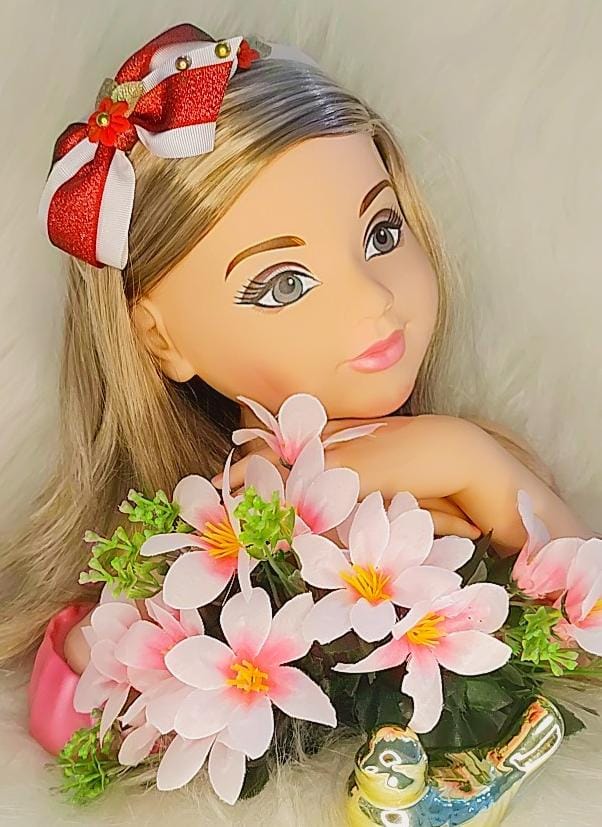 Tiara Infantil Branca e Vermelha Com Aplique de Florzinha