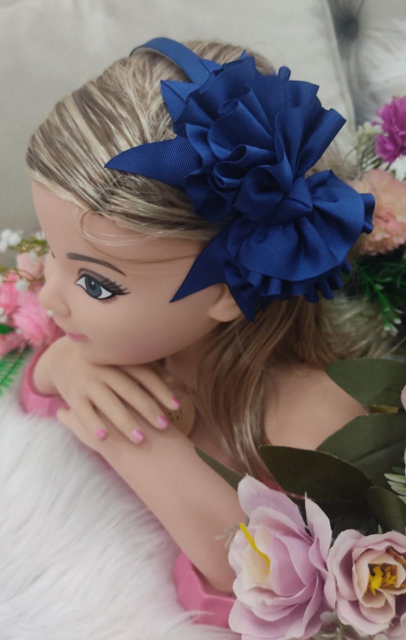 Tiara Infantil Maxx Nó Flower Azul Royal Luxo