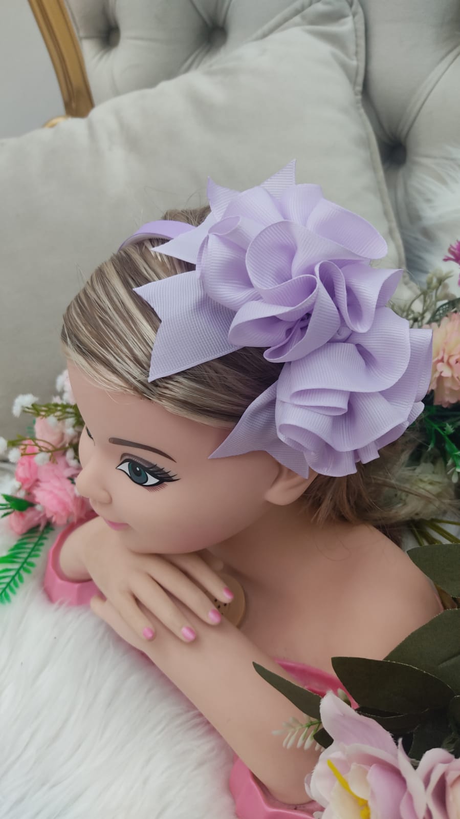 Tiara Infantil Maxx Nó Flower Lilás Luxo