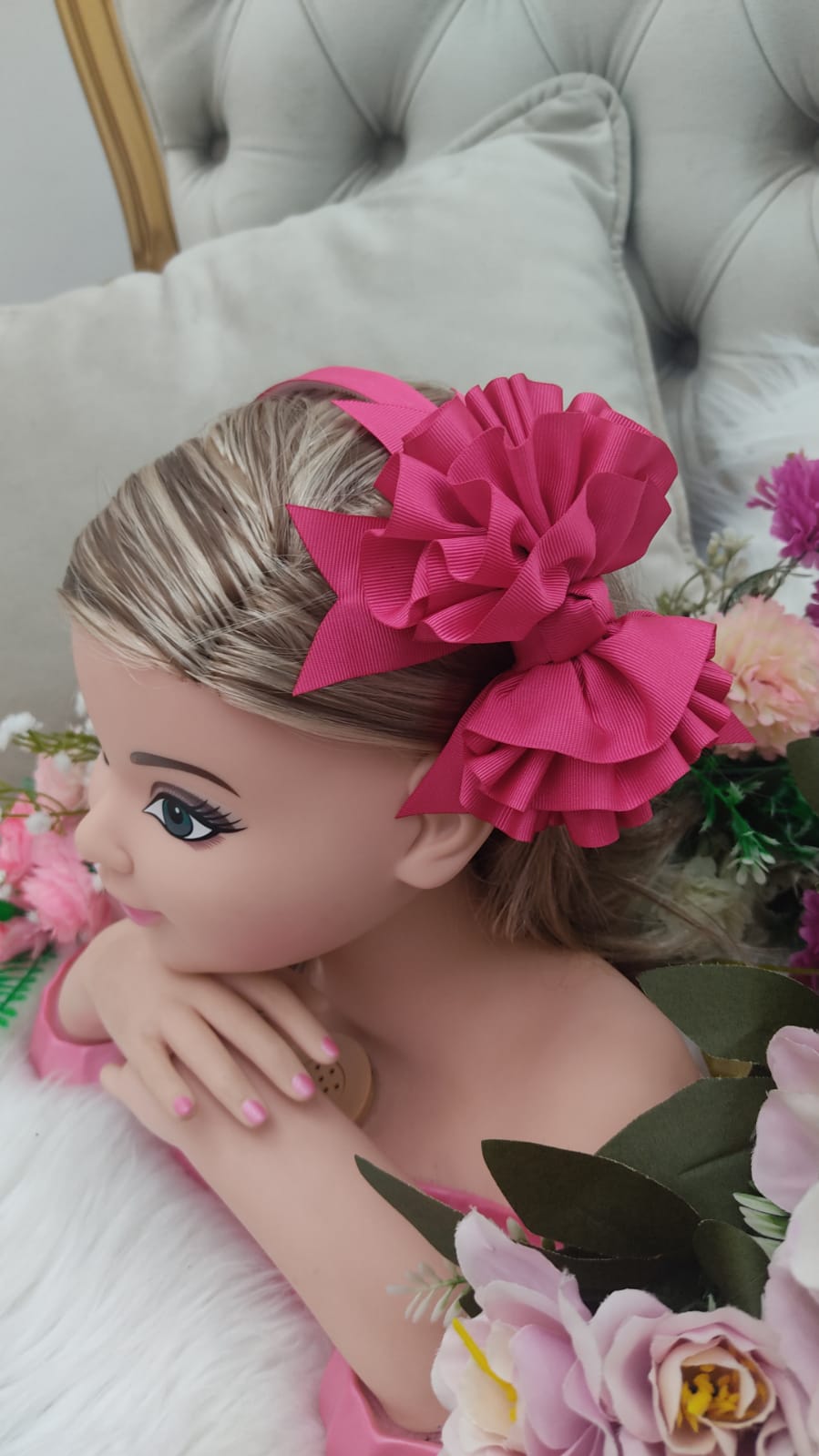 Tiara Infantil Maxx Nó Flower Pink Luxo