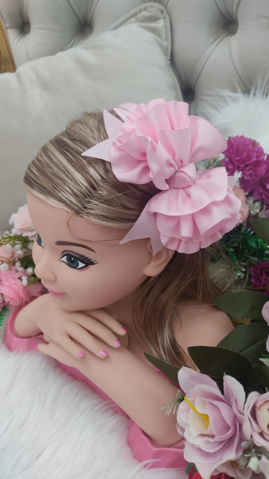 Tiara Infantil Maxx Nó Flower Rosa Luxo