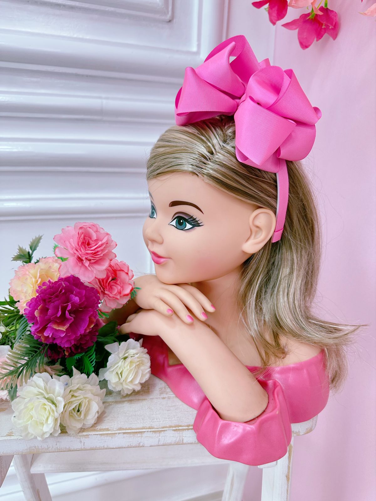 Tiara Infantil Rosa Chiclete Com Maxx Nó Luxo