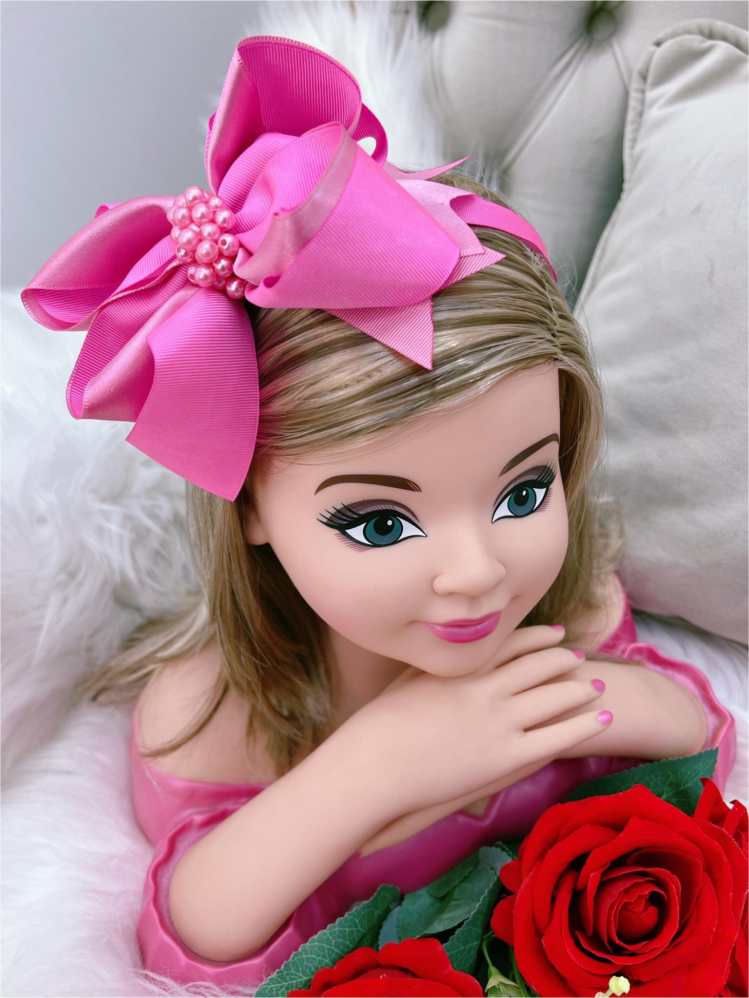 Tiara Infantil Maxx Laço Rosa Chiclete Luxo Pérolas