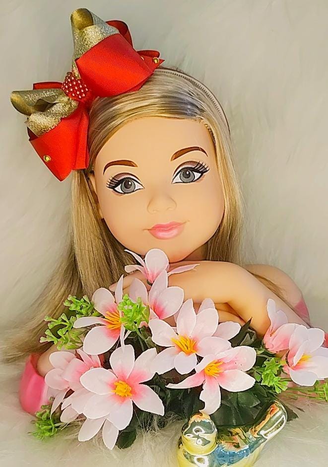 Tiara Infantil Vermelha e Dourada Com Pérolas Luxo