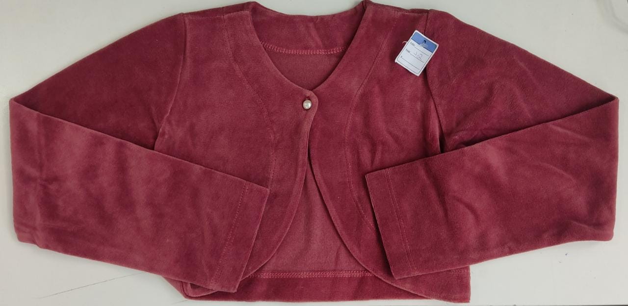 Bolero Infantil Marsala Plush Com Botão Luxo