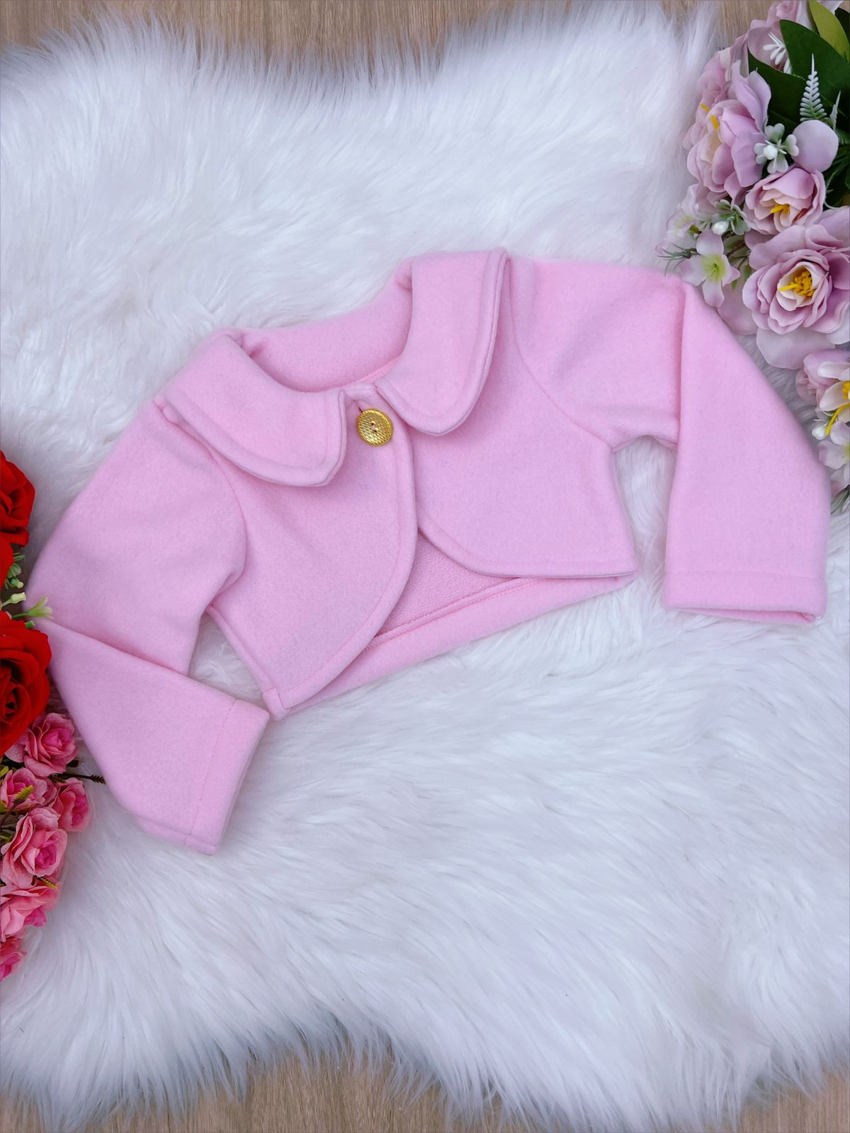 Bolero Infantil Rosa Bebê Soft Luxo