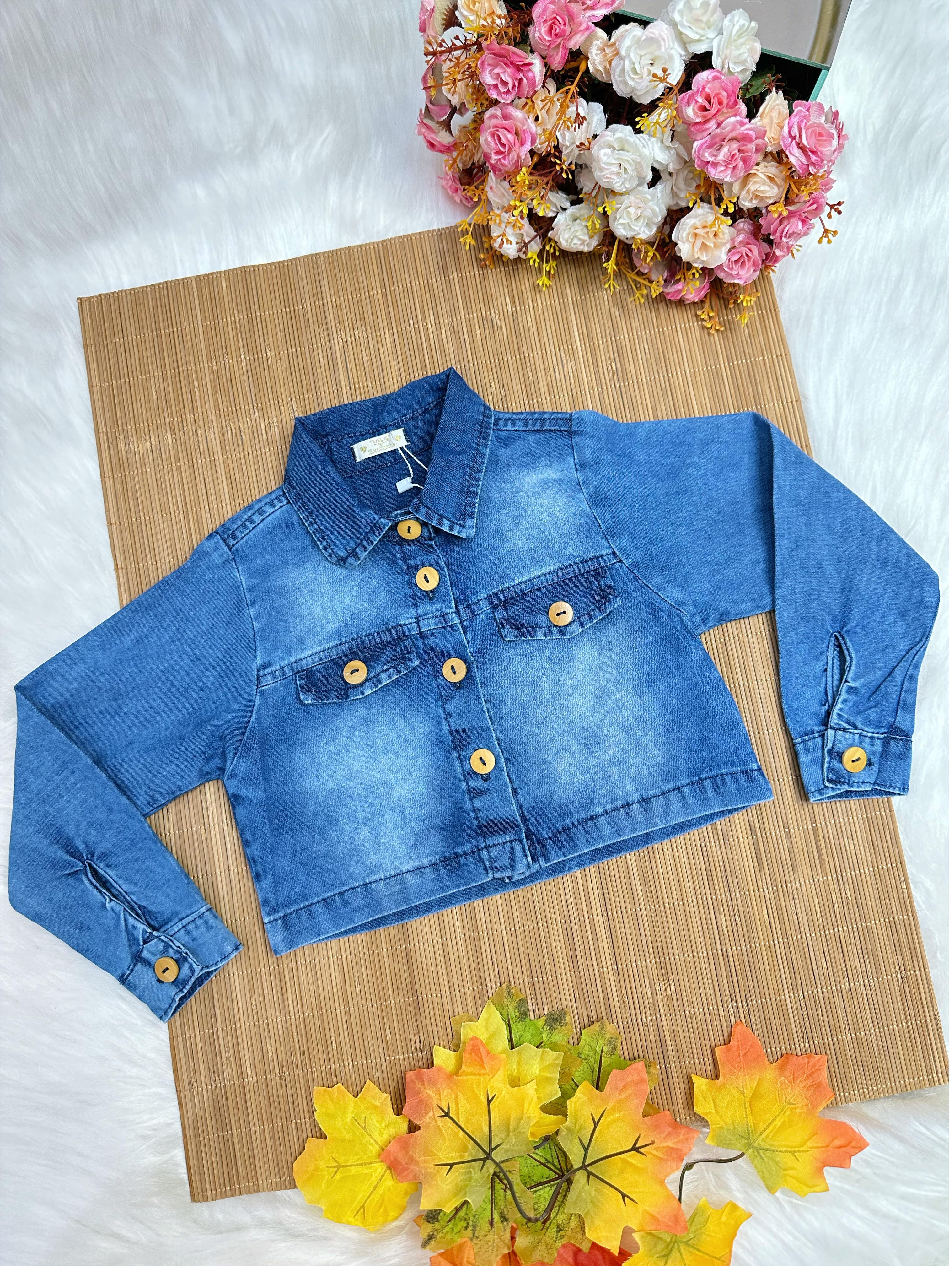 Jaqueta Infantil Jeans Azul Casual Luxo