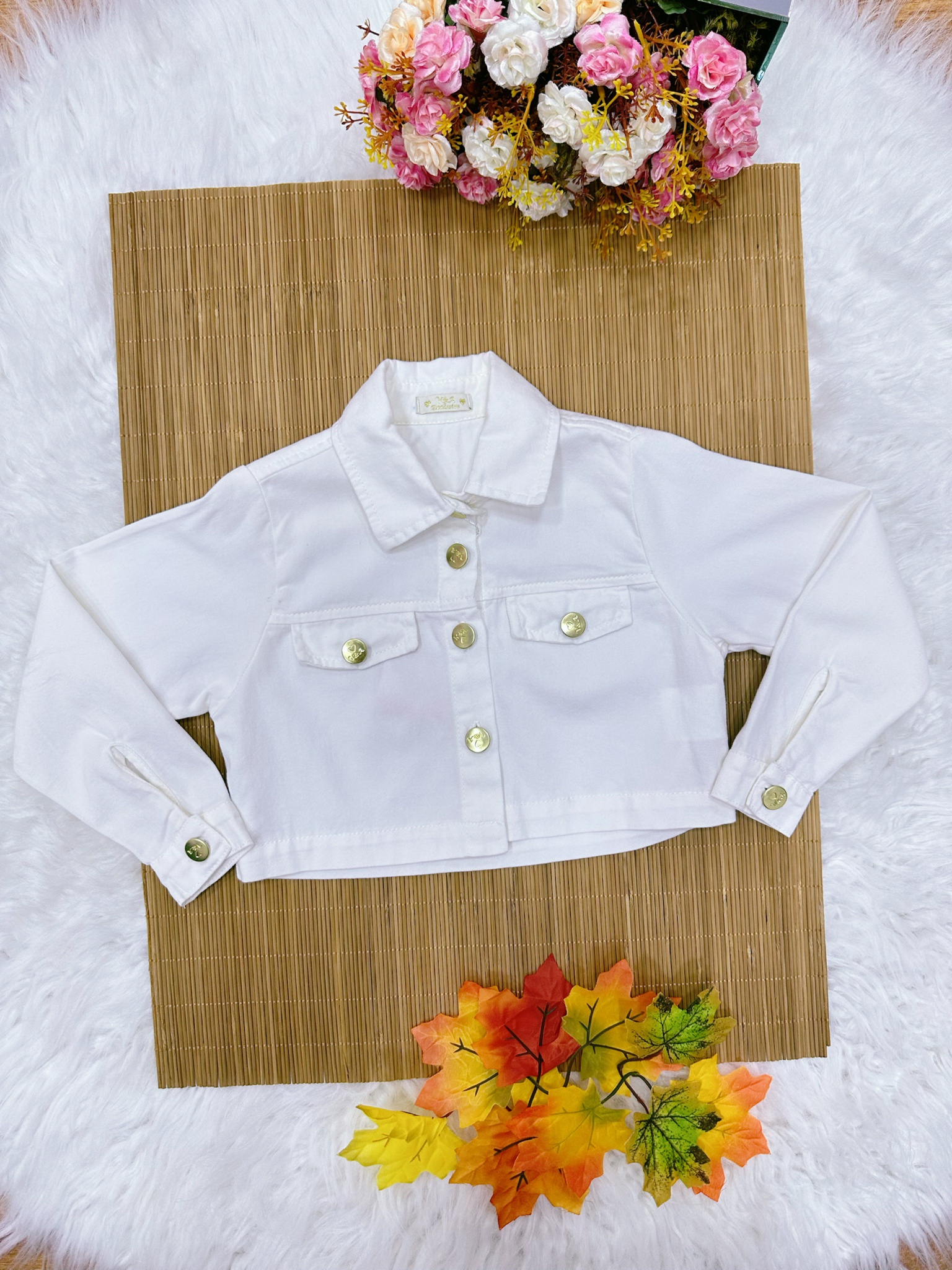 Jaqueta Infantil Marfim Sarja Casual Festas Luxo