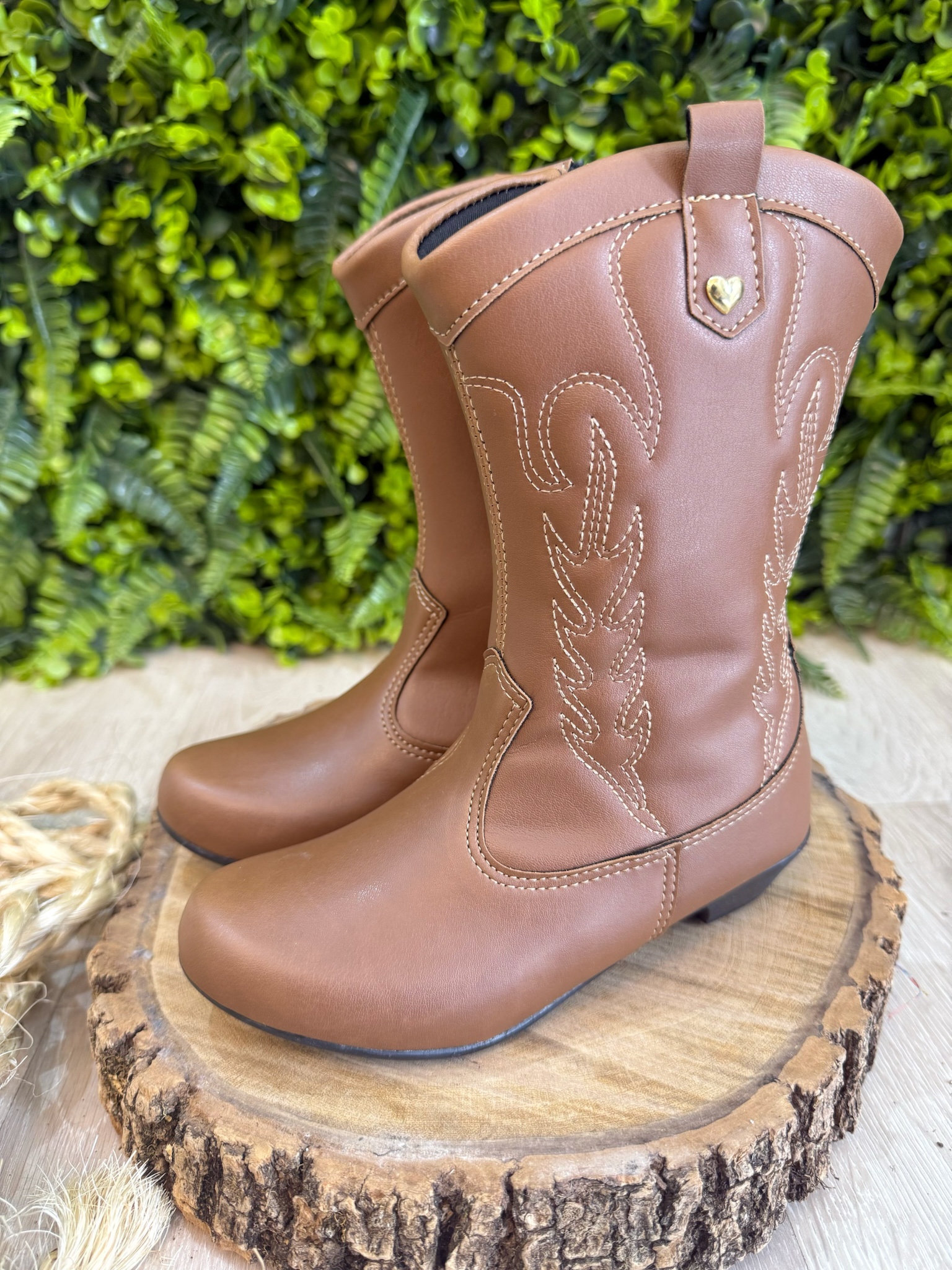 Bota infantil Boiadeira Texana Com Zíper e Salto Caramelo