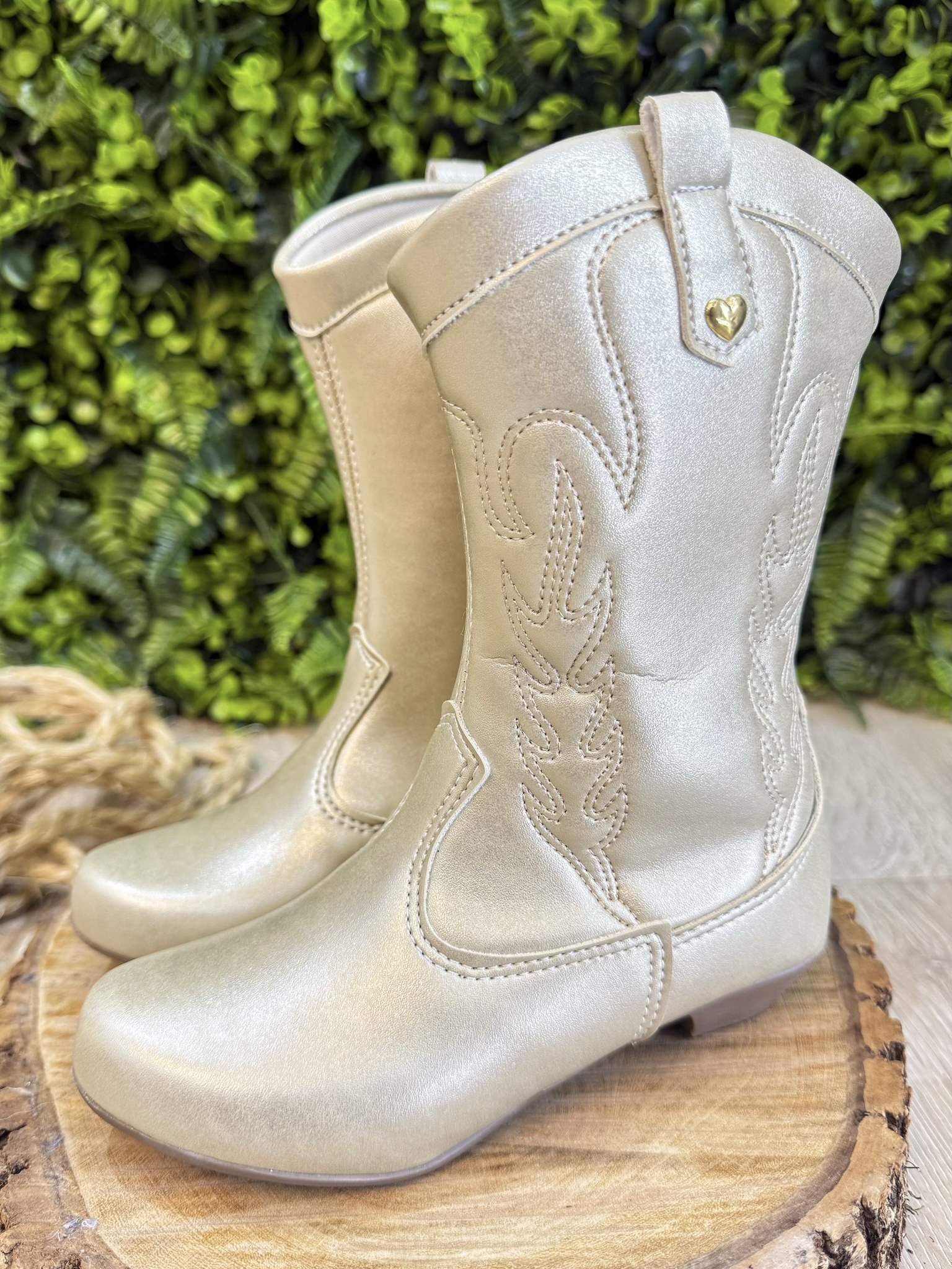 Bota infantil Boiadeira Texana Com Zíper e Salto Dourado
