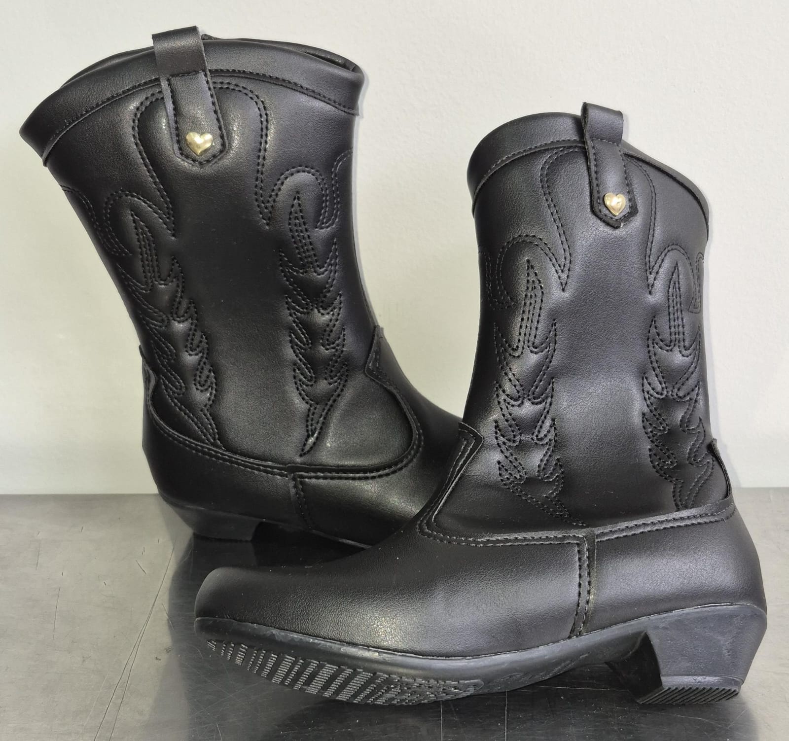 Bota infantil Boiadeira Texana Com Zíper e Salto Preta